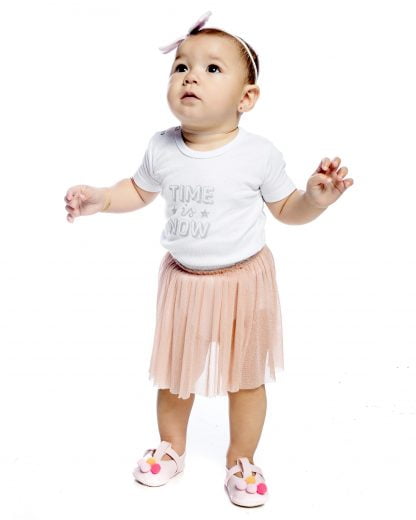 Conjunto Bebê Menina Body e Saia em Tule - Branco - GG