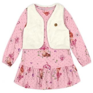 Conjunto Infantil Vestido E Colete Pelúcia - Rosa - 4