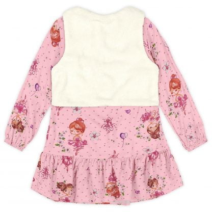 Conjunto Infantil Vestido E Colete Pelúcia