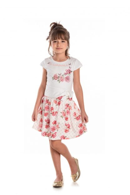 Conjunto Infantil Cropped e Saia com Short - Rosa - 12