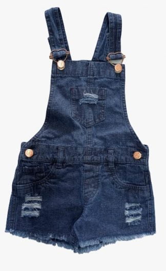 Jardineira Jeans Infantil Menina - Azul - 8