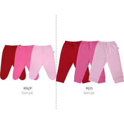 Calça Culote Bebê Kit com 3 peças - Rosa - G