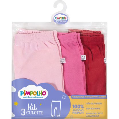 Calça Culote Bebê Kit com 3 peças