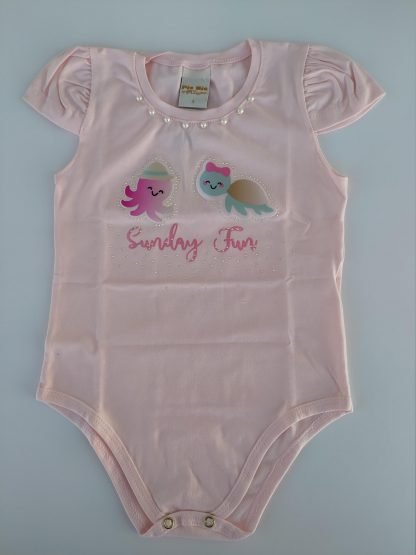 Body Infantil em Cotton Menina - Rosa - 3