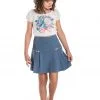 Conjunto Infantil Blusa e Short Saia Menina - Azul - 12
