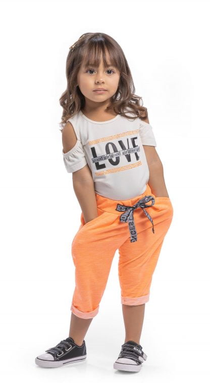 Conjunto Blusa e Capri em Moletinho - Laranja - 3