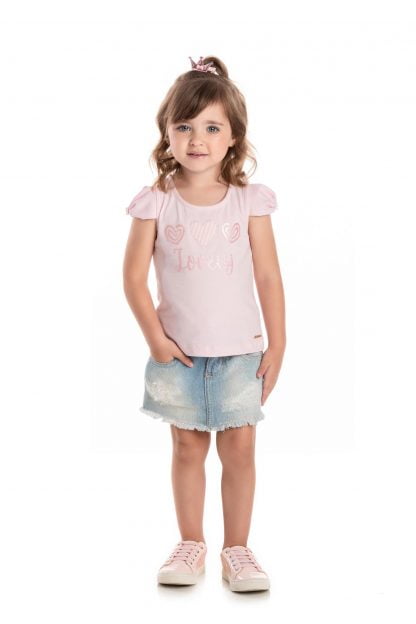 Blusa Infantil em Cotton Menina - Rosa - 1