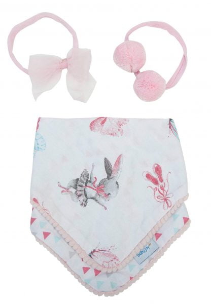 Kit Babador Bandana com 2 Tiaras Bebê - Rosa - U