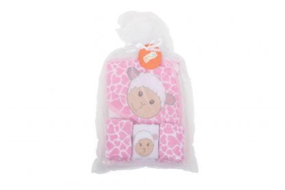 Kit Toalha de Banho com Capuz 4 Peças Bebê Menina - Rosa - U