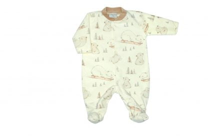 Macação Longo Plush Ursos Polar - Bege - G