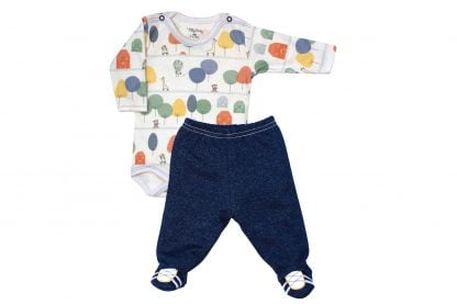 Conjunto Bebê Body e Calça Suedine Sustentável - Azul - GG