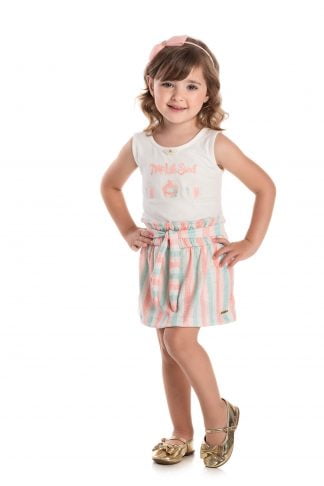 Conjunto Infantil Regata e Short Saia - Rosa - 3