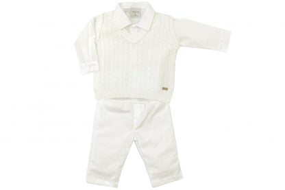 Conjunto Camisa, Colete e Calça Batizado Apresentação Bebê - Branco - GG