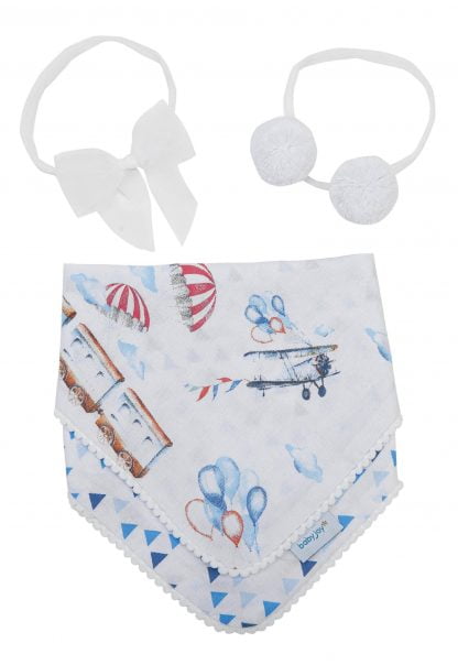 Kit Babador Bandana com 2 Tiaras Bebê - Azul - U