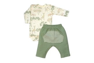Kit Bebê Body e Calça Suedine Selva Menino - Verde - GG