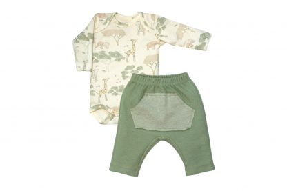 Kit Bebê Body e Calça Suedine Selva Menino - Verde - GG