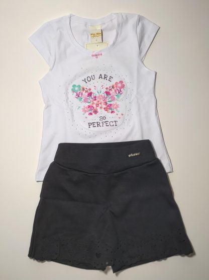 Conjunto Infantil Blusa e Short Saia - Preto - 12