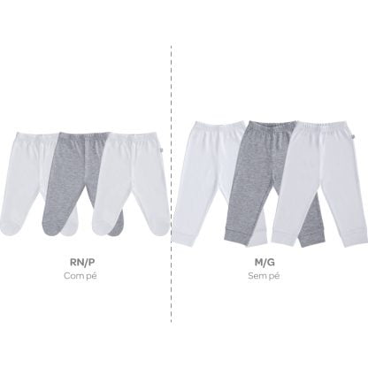 Calça Culote Bebê Kit com 3 peças - Branco - G