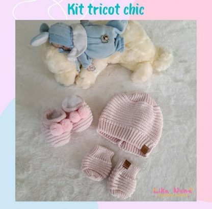 kit Touca Tricot Chic Bebê