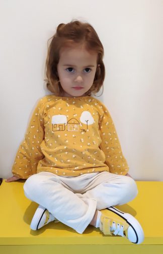 Conjunto Bebê Infantil Moletom Menina - Amarelo - 3