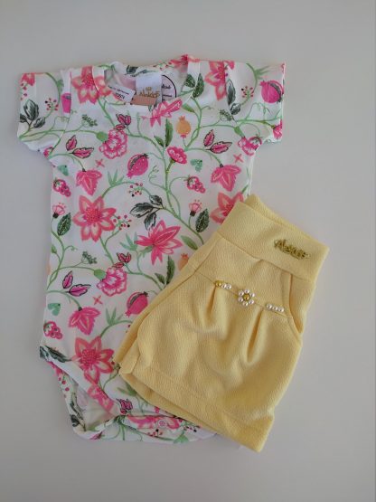 Conjunto de verão Bebê Body e Short Tamanho P, M e G