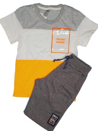 Conjunto Infantil Camiseta Neon e Bermuda - Laranja - 10