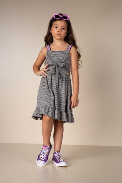 Vestido Infantil Juvenil Alça Moda Menina - Preto - 10