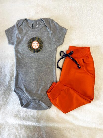 Conjunto Body e Calça Bebê Menino - Laranja - GG