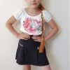 Conjunto Infantil Blusa e Short Saia Menina - Preto - 12