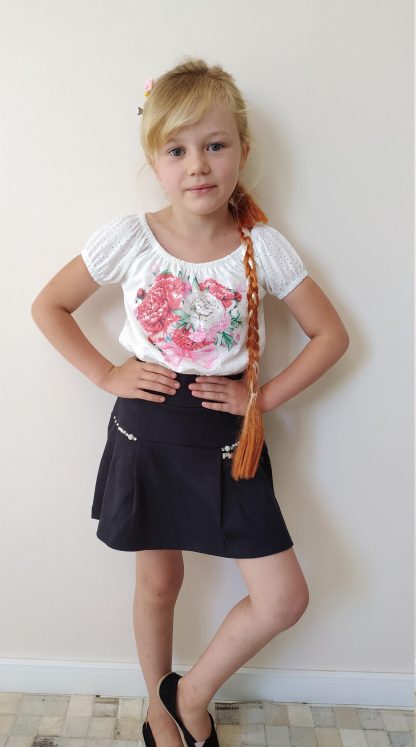 Conjunto Infantil Blusa e Short Saia Menina - Preto - 12