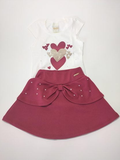 Conjunto Infantil Body e Saia - Vermelho - 3