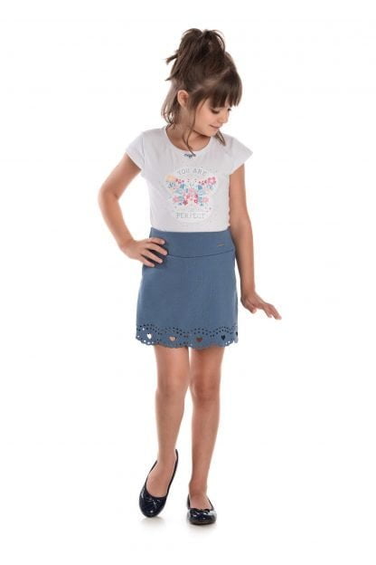 Conjunto Infantil Blusa e Short Saia - Azul - 12