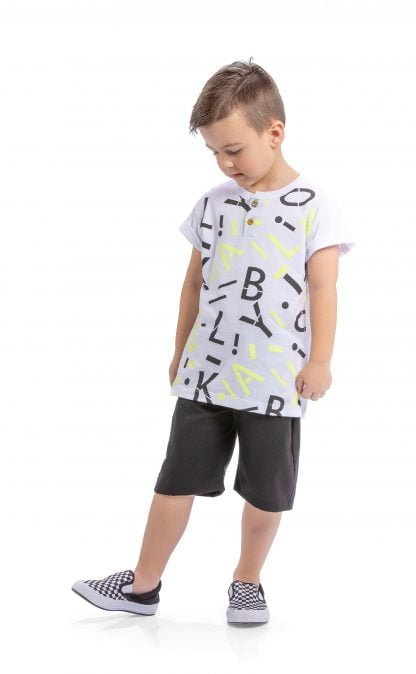 Conjunto Infantil Camiseta e Bermuda - Branco - 10