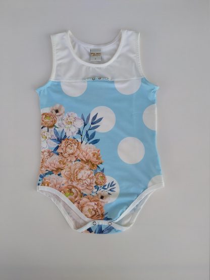 Body Infantil Floral Menina - Azul - 10