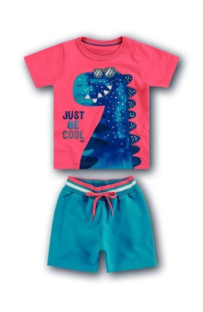 Conjunto Infantil Camiseta, Regata e Bermuda Dinossauro - Azul - 12