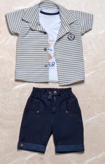 Conjunto Infantil Camisa, Camiseta e Bermuda