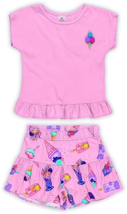 Conjunto Blusa e Short Sorvetinho - Rosa - 10