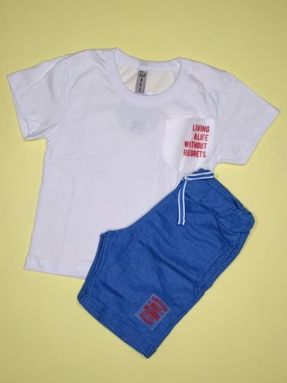 Conjunto Camiseta e Bermuda em Moletinho - Azul - 3