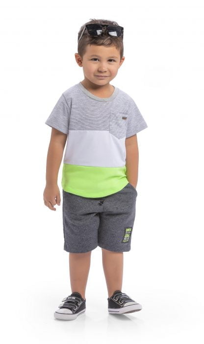 Conjunto Infantil Camiseta e Bermuda - Verde - G