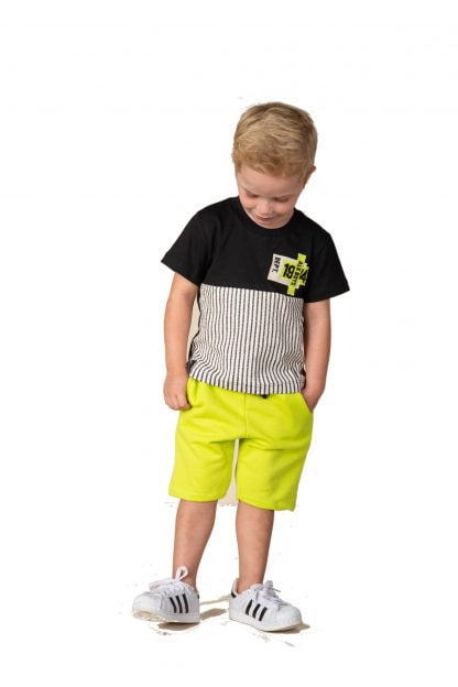 Conjunto Infantil Camiseta e Bermuda em Moletom - Verde - 3