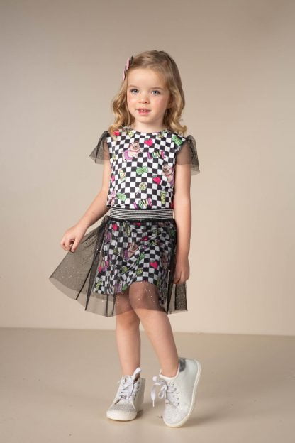 Vestido Infantil com Saia em Tule Menina - Preto - 3