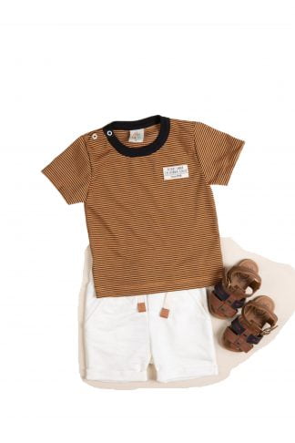 Conjunto Bebê Camiseta e Bermuda - Marrom - GG
