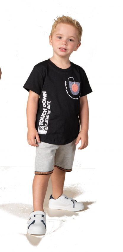 Conjunto Menino Camiseta e Bermuda - Preto - 3