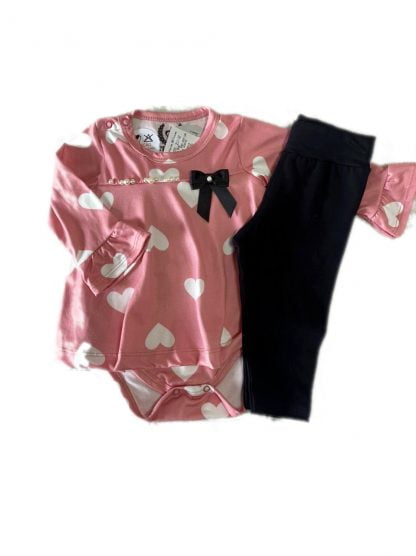 Conjunto Bebê Body Bata e Calça Legging - Rosa - GG