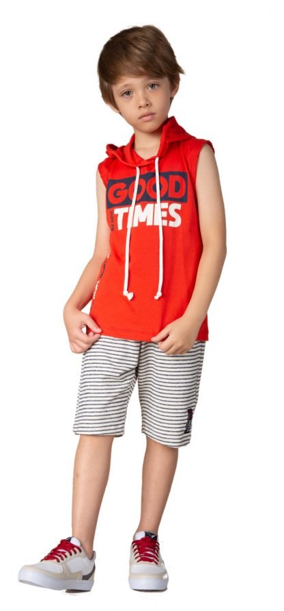 Conjunto Infantil Regata e Bermuda - Vermelho - 12