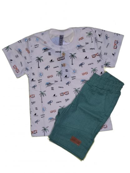 Conjunto Infantil Camiseta e Bermuda - Verde - 3
