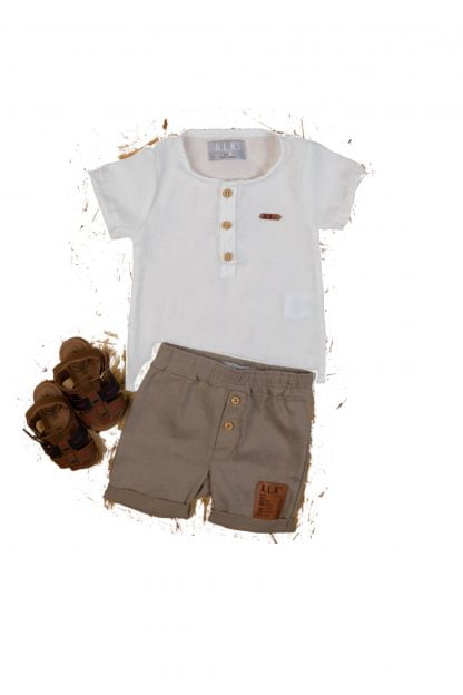 Conjunto Bebê Camiseta e Bermuda Estiloso - Branco - GG
