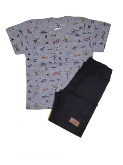 Conjunto Infantil Camiseta e Bermuda - Preto - 3