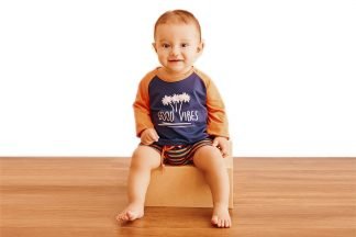 Conjunto de Praia Camiseta e Sunga Boxer UV50 - Laranja - M