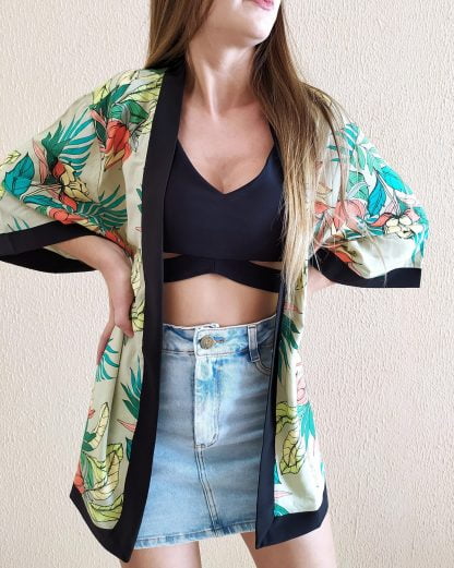 Kimono Cardigan Quimono Feminino de Verão - Verde - G